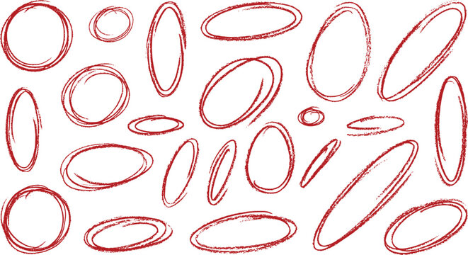 Red hand drawn oval shapes against a white background indicating emphasis or highlighting concepts