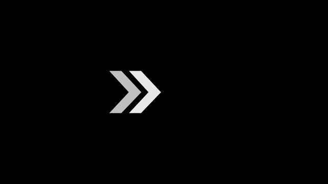 White Glowing Chevron Right Arrow Fast Forward Loading HUD Loop Motion Graphics Background Animation