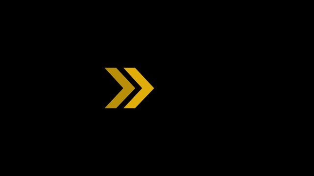 Yellow Glowing Chevron Right Arrow Fast Forward Loading HUD Loop Motion Graphics Background Animation