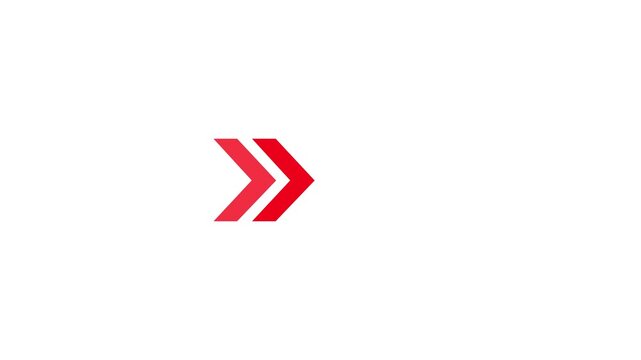 RED Glowing Chevron Right Arrow Fast Forward Loading HUD Loop Motion Graphics Background Animation