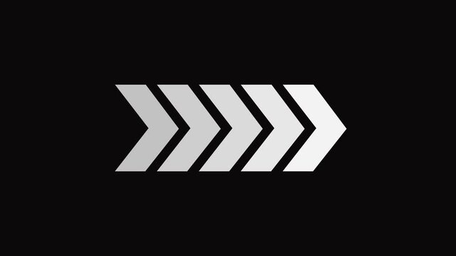 WHITE Glowing Chevron Right Arrow Fast Forward Loading HUD Loop Motion Graphics Background Animation