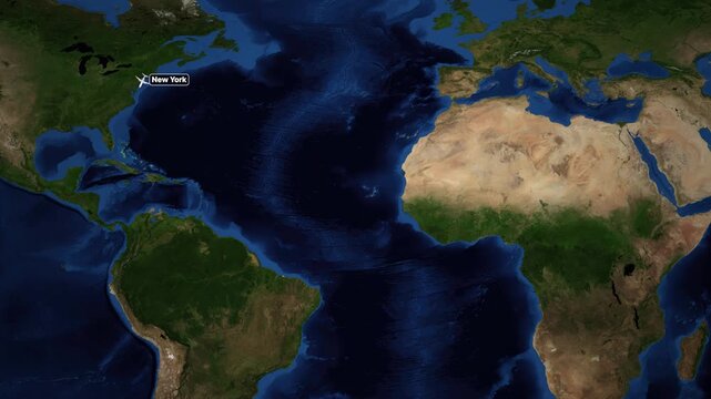 Animated Flight Route Map from New York to Lima Peru