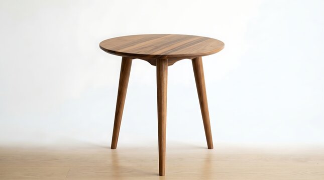 Modern wooden stool with three legs and round seat