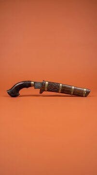 A bold, minimalist presentation that celebrates the craftsmanship and cultural significance of the traditional Nusantara badik