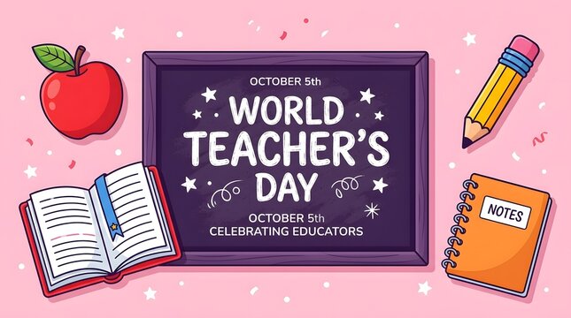 Teachers day illustration celebrating educators with apples books and school supplies