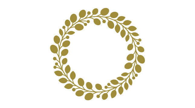 Elegant Golden Laurel Wreath Circle Border Design Element