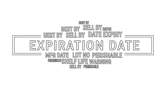 Expiration Date Stamp Text Graphic - Food Safety and Shelf Life Concept