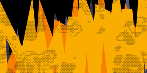 Abstract urban graffiti background with geometric triangles, grunge spray paint splash, and lightning lines. Chaotic vector pattern for modern street art. © Siti