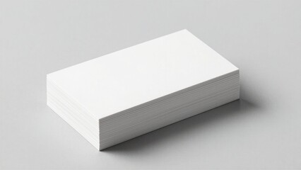 Fototapeta premium A neat stack of pristine white rectangular paper sheets arranged in a handy pad format, isolated against a smooth light gray background.