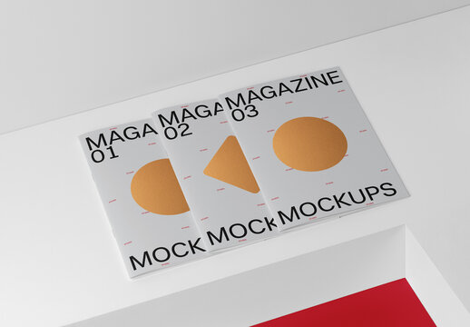 Three Lying Softcover Magazine Mockups