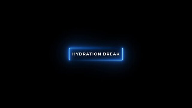 Futuristic neon cyberpunk digital interface with glowing FIFA World cup hydration break text data streams and interactive prompt.4k motion graphics video animation