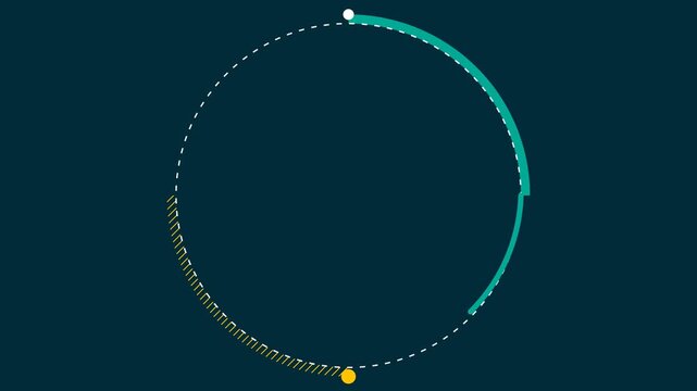 Abstract Circular Perimeter Rings and Rotating Dots Motion Graphic on Dark Blue Background