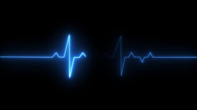 Blue Neon Heartbeat Line on a Grid animated Background electrocardiogram