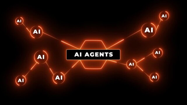 Multi function for Agentic AI technology motion background. Multi agent AI systems, Automate daily Tasks Smart AI solutions improve efficiency, Automate repetitive work.4k motion graphics video