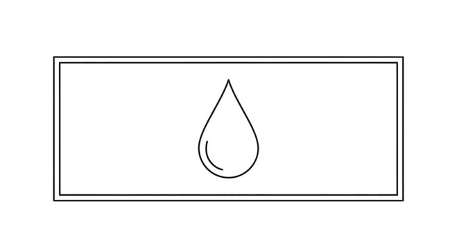 Water Drop Icon in Rectangle Frame - Clean Liquid Symbol