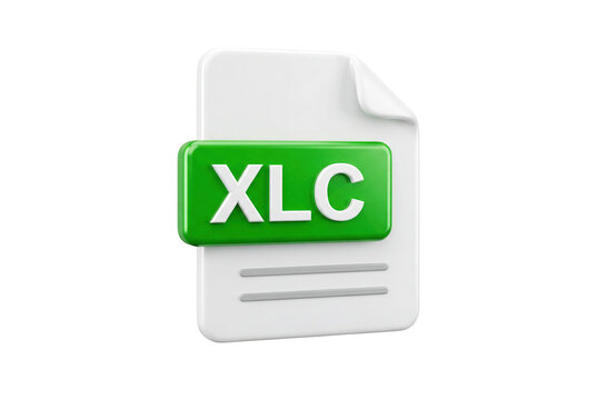 Xlc file format icon 3d render on transparent background
