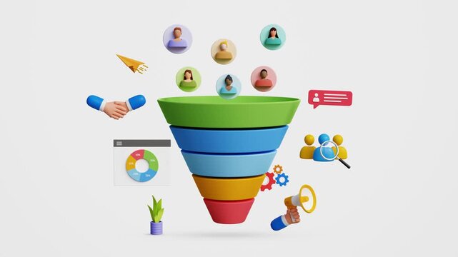 Recruitment Process, HR Management. Candidate Selection Process. Job Interview and Hiring Pipeline. Hiring Efficiency. HRM, Employment Headhunting Funnel. 3D Video Animation