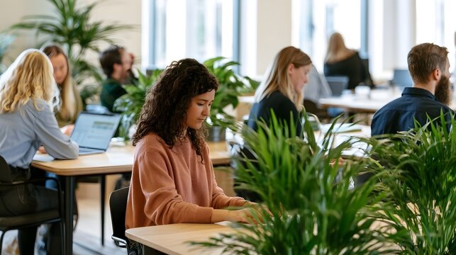 Abstract graphic pattern featuring warm and cool tones to evoke a bright collaborative and tranquil workspace atmosphere