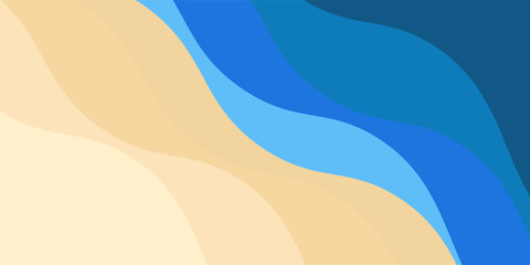 abstract blue sea and beach summer background with paper waves and seacoast © Atti