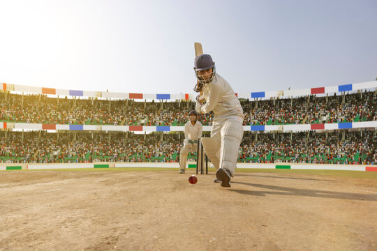 Female cricketer playing a precise shot