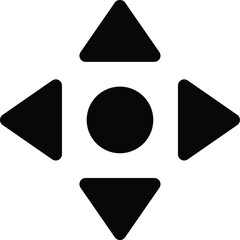Navigation Four Way Arrow Icon, Black Filled Directional Controller Pad Symbol, UI UX Game Interface Pointer Template, EPS Vector File © Saakya
