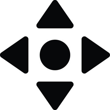 Navigation Four Way Arrow Icon, Black Filled Directional Controller Pad Symbol, UI UX Game Interface Pointer Template, EPS Vector File