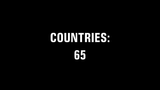 Infographic data visualization of global country count up animation.