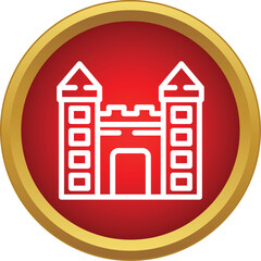 Naklejka premium Castle icon representing safety, protection, and historical architecture within a red circle
