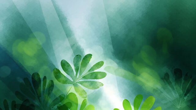 Tropical rainforest lush leaves swaying with dappled sunlight motion background animation