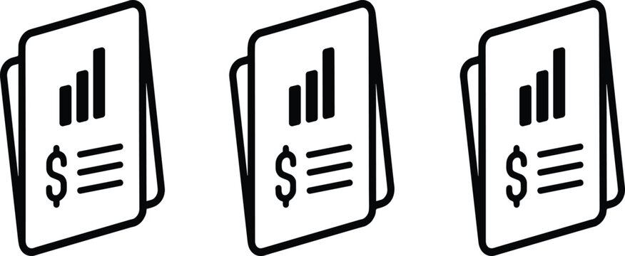 Business financial report document vector illustration with dollar sign, bar chart, and text lines for accounting analysis