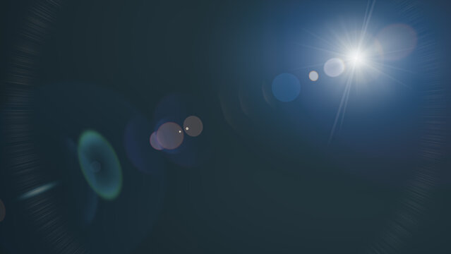 flare light sun len sparkl blue optical lens flare starburst transparent overlay bright glowing beam ray element isolated on black background