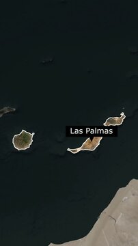 Animated 3D map of Las Palmas Islands, region located in the Spain in vertical