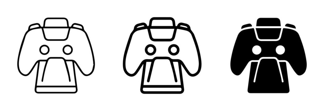 Video Game Controller Icons, Gaming Joysticks, Digital Entertainment Symbols, Vector Graphics
