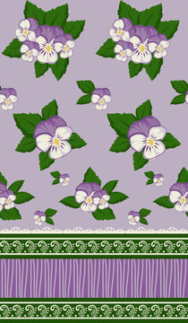beautiful purple pansy pattern for textile and there is botanical stuff in it such as petal leaf stem and pollen it gives lovely design of floral background floral wallpaper and floral bg. 
