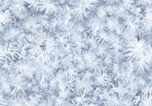Frosty Ice Crystals Pattern in Cool Blue Tones