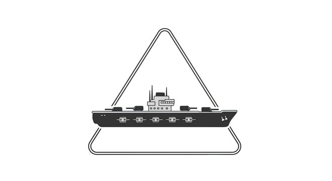Aircraft Carrier Emblem Icon, Military Ship Vector Art, Naval Warfare Symbol