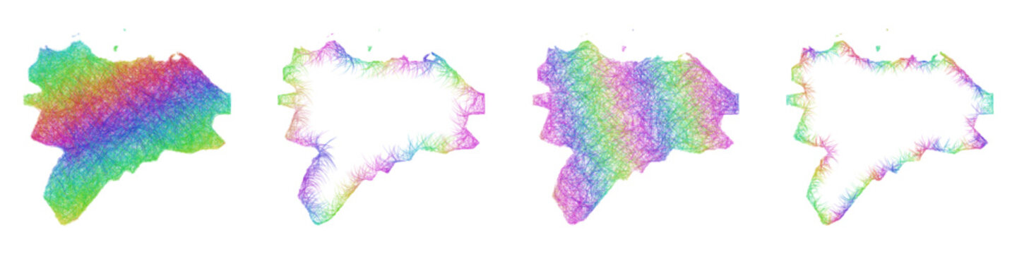 Multicolored sketch Edinburgh map design set