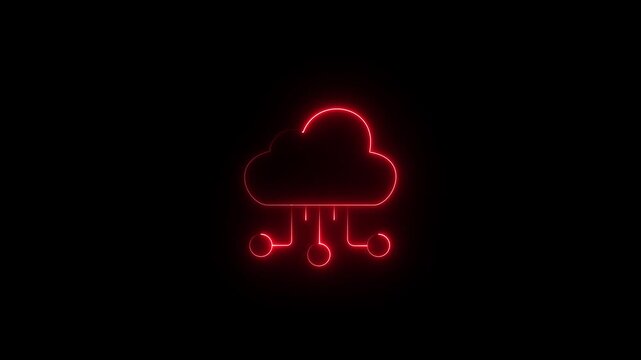 Get this creative animated icon of cloud network in trendy style ,Animated cloud smart information network glowing line icon with hi-tech digital data..