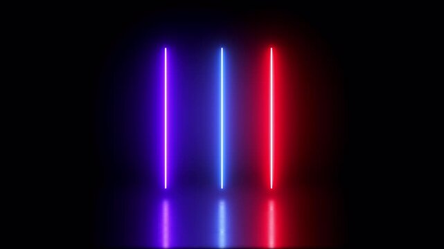 motion graphic background featuring an abstract animation loop of glowing neon light bars pulsing across a dark screen.