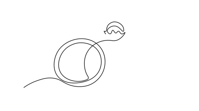 Minimalist continuous line art of two interlocking wedding rings with a delicate crown on top, symbolizing marriage and royal love, elegant wedding concept,Self drawing animation one continuous line
