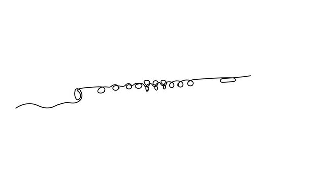 musical flute isolated on white background, Self drawing animation one continuous line draw, logo on white background