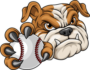 Naklejka premium Bulldog Dog Baseball Ball Sports Mascot Cartoon