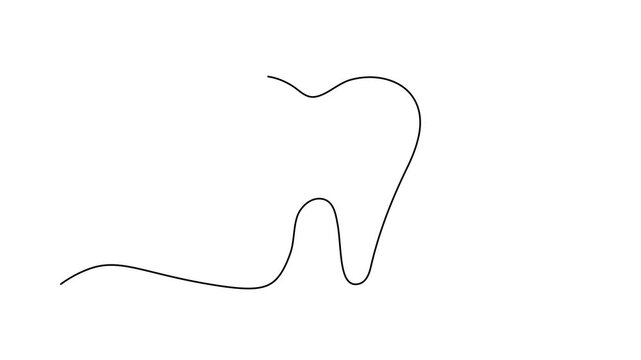 a healthy tooth, Self drawing animation one continuous line draw, logo on white background