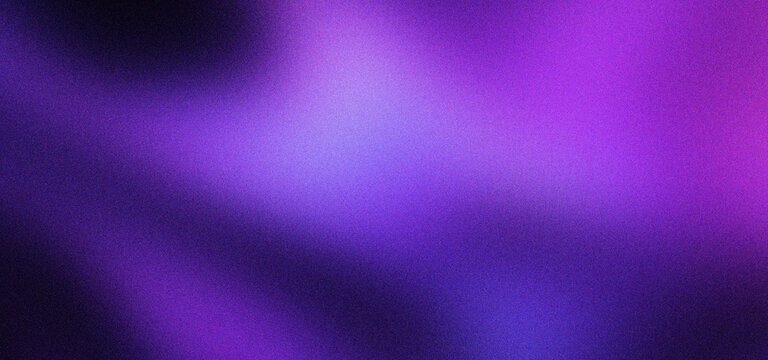Purple abstract background with grainy texture and soft light leaks. Dark violet gradient backdrop for modern digital art. Ethereal neon purple blur texture for cinematic poster design projects.