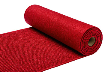 Obraz premium Luxury rolled ceremonial carpet symbolizing prestige and exclusive events, isolated on transparent background 