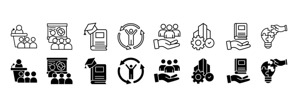 Tutoring icon set. Tutelage and university vector illustration