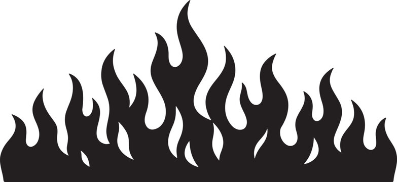 Black silhouette of rising fire flames with sharp pointed edges for hazard warning or energetic and decorative also transparent background