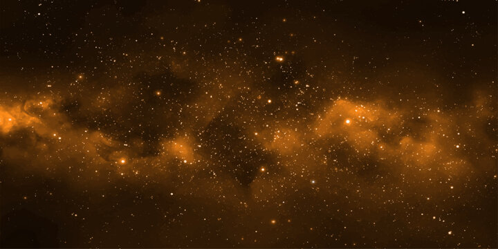 A cosmic nebula glows with vibrant orange hues, scattered with countless stars, evoking a sense of infinite wonder and the vastness of space.