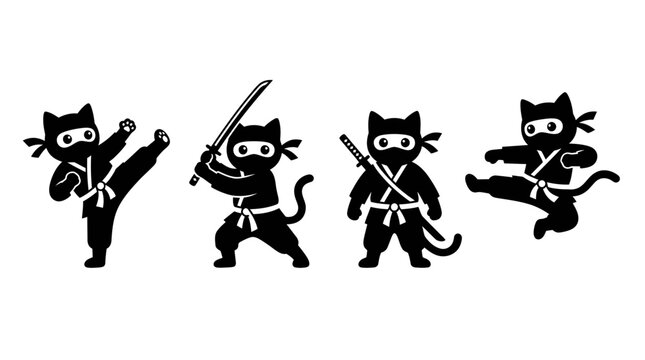 Four cat ninja characters