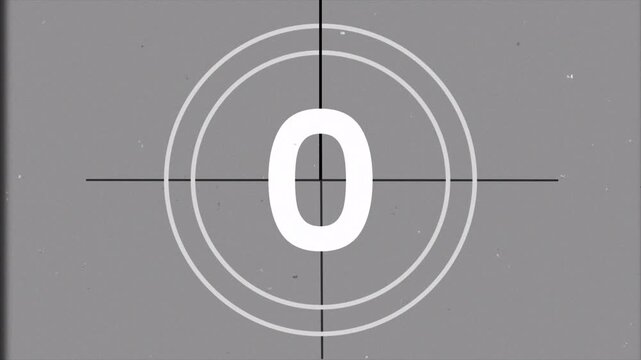 Simple countdown retro vintage and scratches effect, 5 to 0 second timer 4k video animation